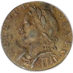 1787 COPPER Connecticut Copper, Horned Bust AU58