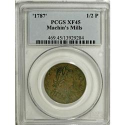 1787 1/2P Machin's Mills Halfpenny XF45 PCGS