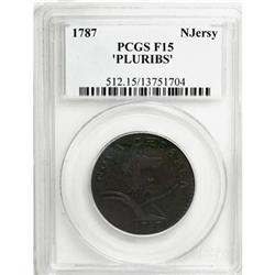 1787 New Jersey Copper, PLURIBS Fine 15 PCGS