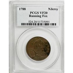 1788 New Jersey Copper, Running Fox VF20 PCGS