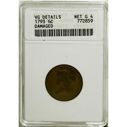 1793 Half Cent VG Details ANACS