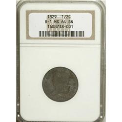 1829 1/2 C MS64 Brown NGC