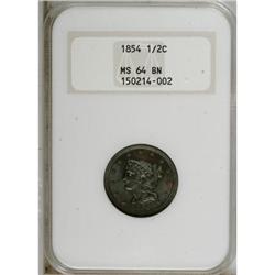 1854 1/2 C MS64 Brown NGC