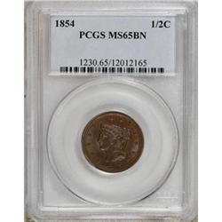 1854 1/2 C MS65 Brown PCGS