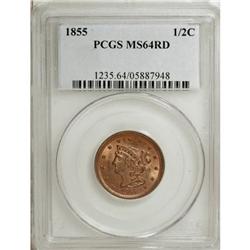 1855 1/2 C MS64 Red PCGS