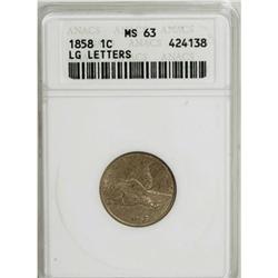 1858 1C Large Letters MS63 ANACS