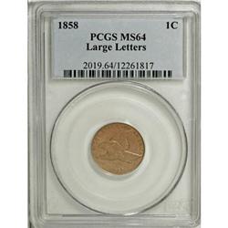 1858 1C Large Letters MS64 PCGS