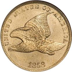 1858 1C Small Letters MS65 NGC. CAC