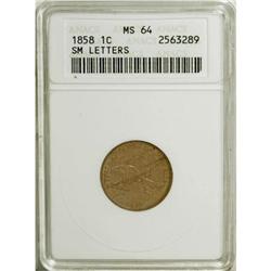 1858 1C Small Letters MS64 ANACS