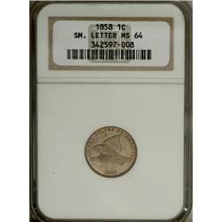 1858 1C Small Letters MS64 NGC