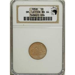1858 1C Small Letters MS64 NGC Eagle Eye Seal