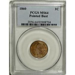 1860 1C Pointed Bust MS64 PCGS