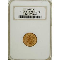 1864 1C L On Ribbon MS64 Red NGC