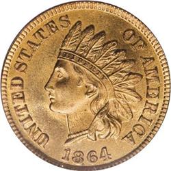 1864 1C L On Ribbon MS65 Red PCGS