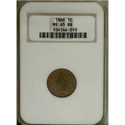 1866 1C MS65 Red and Brown NGC