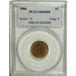 1866 1C MS65 Red and Brown PCGS