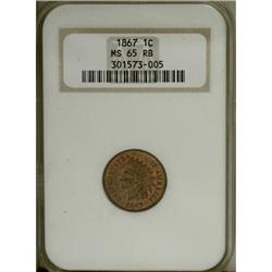 1867 1C MS65 Red and Brown NGC