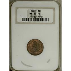 1869 1C MS65 Red and Brown NGC