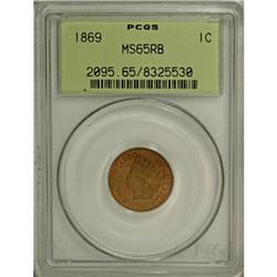 1869 1C MS65 Red and Brown PCGS