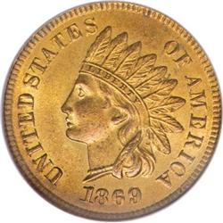 1869 1C MS65 Red PCGS