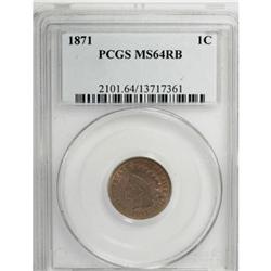 1871 1C MS64 Red and Brown PCGS