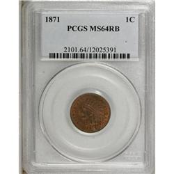 1871 1C MS64 Red and Brown PCGS