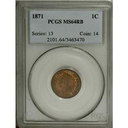 1871 1C MS64 Red and Brown PCGS