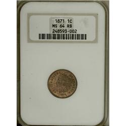 1871 1C MS64 Red and Brown NGC