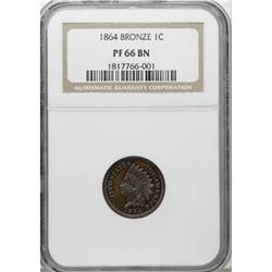 1864 1C Bronze No L PR66 Brown NGC