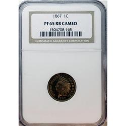 1867 1C PR65 Red and Brown Cameo NGC