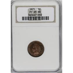 1871 1C PR65 Red and Brown NGC