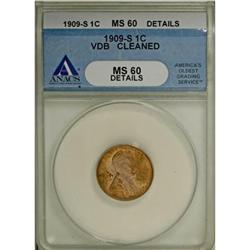 1909-S VDB 1C--Cleaned--ANACS. MS60 Details