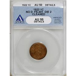 1922 No D 1C Str Rev--Clnd--ANACS. AU50