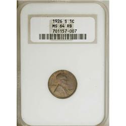 1926-S 1C MS64 Red and Brown NGC