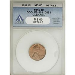1955 1C Doubled Die Obverse MS60 Brown ANACS