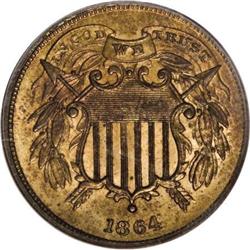 1864 2C Small Motto MS65 Red and Brown PCGS