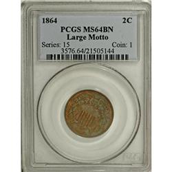 1864 2C Large Motto MS64 Brown PCGS