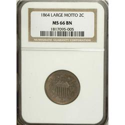 1864 2C Large Motto MS66 Brown NGC