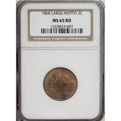1864 2C Large Motto MS65 Red NGC