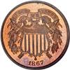 Image 1 : 1867 2C Cameo PR66 Red and Brown NGC