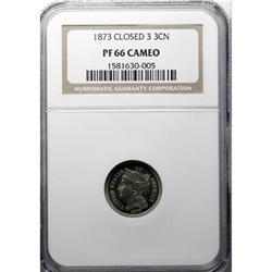 1873 3CN Closed 3 PR66 Cameo NGC