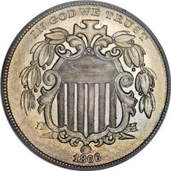 1866 5C Rays MS66 PCGS