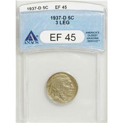 1937-D 5C Three-Legged XF45 ANACS