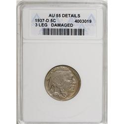 1937-D 5C Three-Legged--Damaged--ANACS. AU55