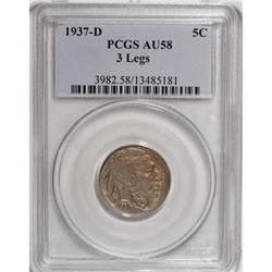 1937-D 5C Three-Legged AU58 PCGS