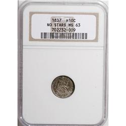 1837 H10C Small Date (Flat Top 1) MS63 NGC