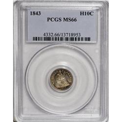 1843 H10C MS66 PCGS