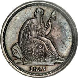 1837 10C No Stars, Small Date MS62 PCGS