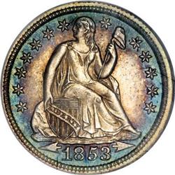 1853 10C Arrows MS66 NGC