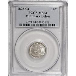 1875-CC 10C Mintmark Below Bow MS64 PCGS